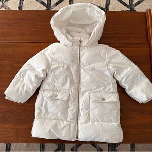 White Hooded Puffer Jacket 9/12 mo